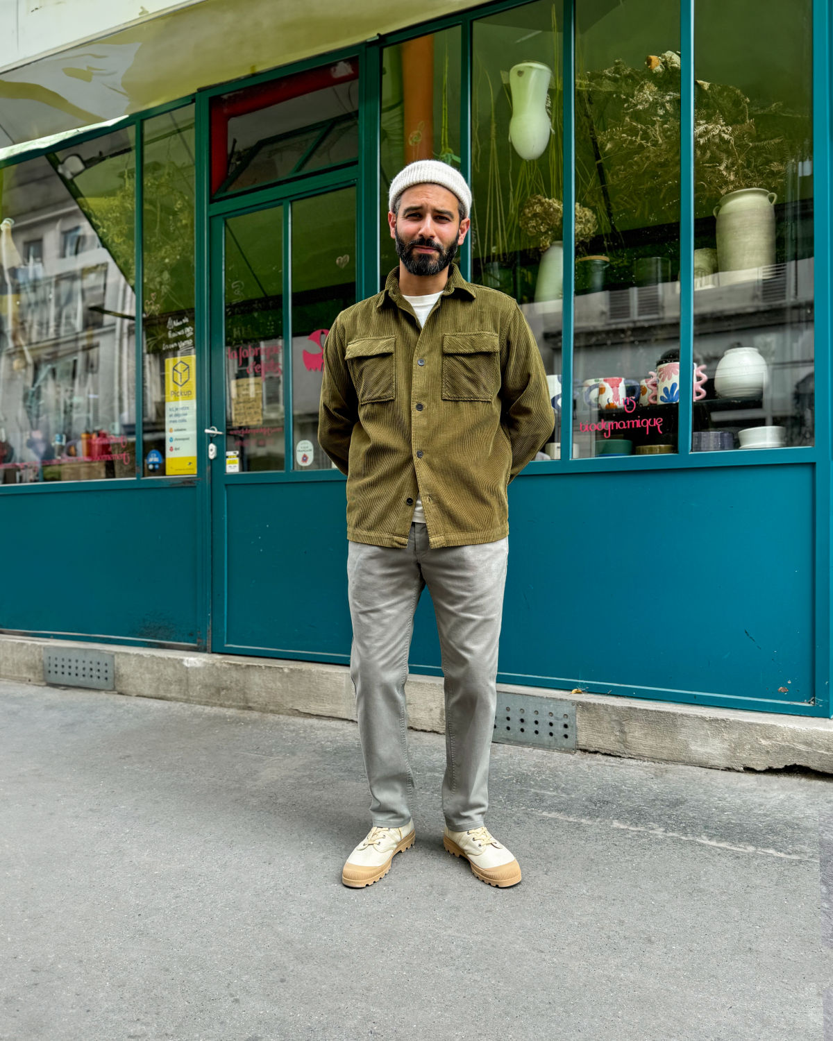 Chino vert thym en twill de coton