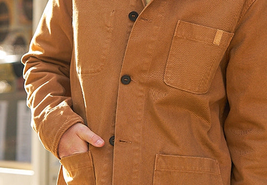 veste de travail camel noix - détails boutons