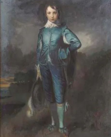 Portrait historique représentant un jeune homme vêtu d’un ensemble en velours bleu, illustrant l’usage du velours dans l’aristocratie du XVIIIᵉ siècle.