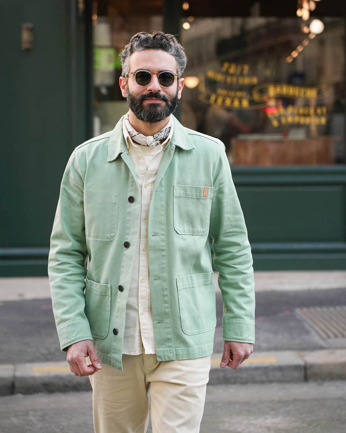 VESTE DE TRAVAIL EN TWILL | VERT AMANDE -