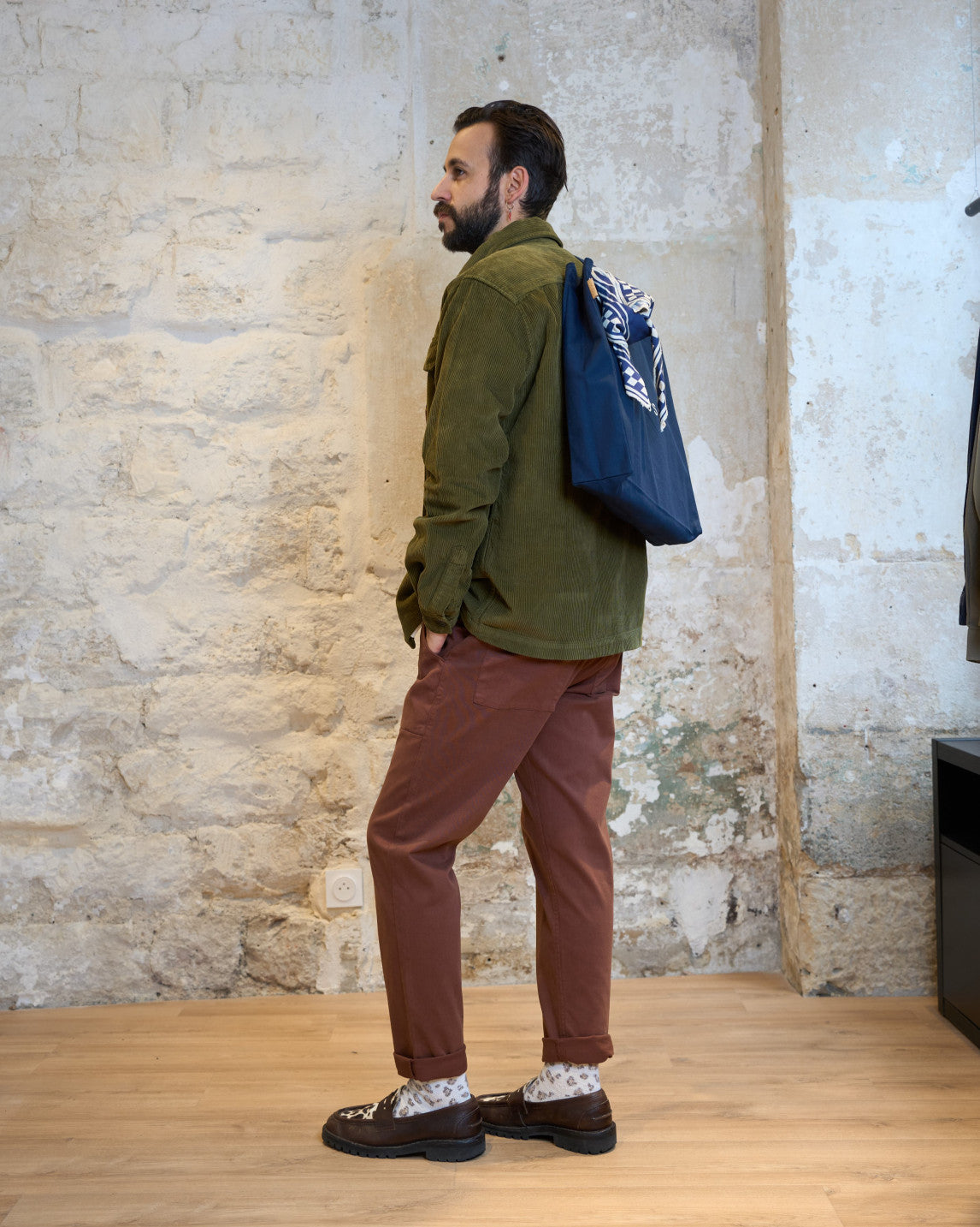 CHEMISE VELOURS VERT OLIVE | EDWIN