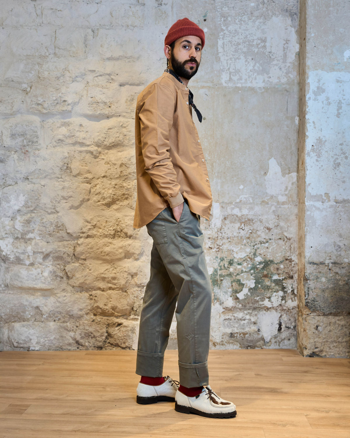 CHEMISE COL OFFICIER CAMEL | JAY -