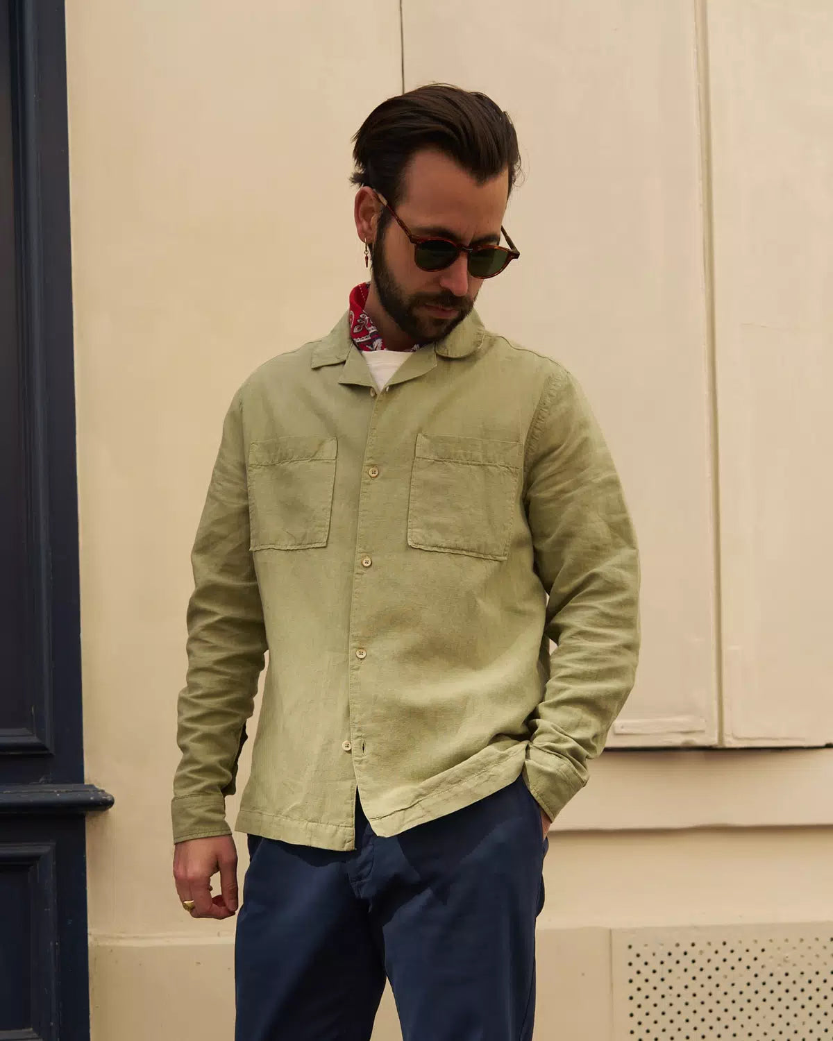chemise lin vert - riviera