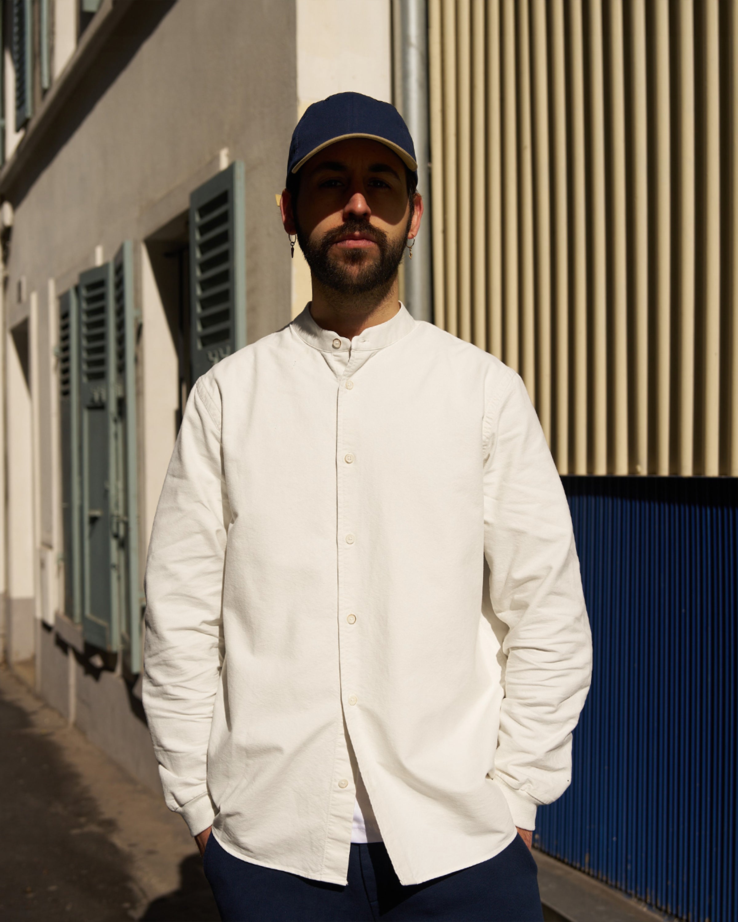 chemise oxford à col officier blanche