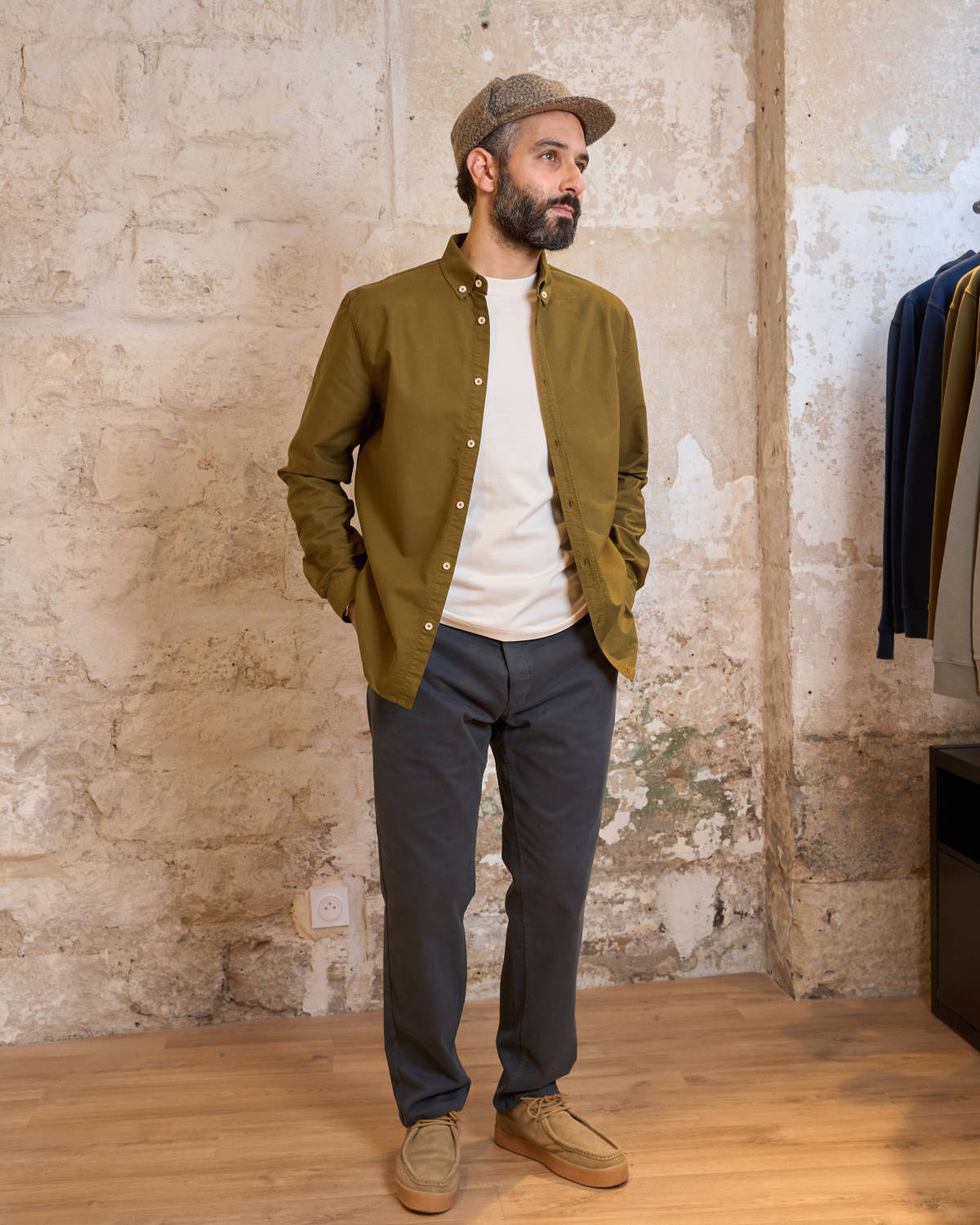 CHEMISE OXFORD VERT OLIVE | JAMES -