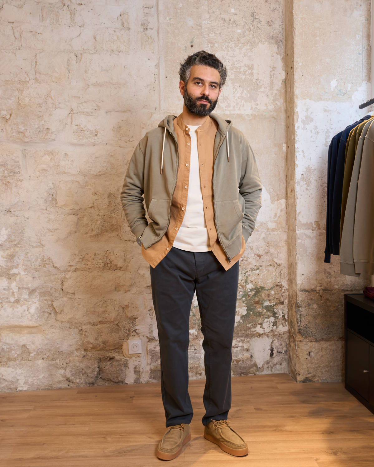 HOODIE ZIPPÉ GRIS MASTIC | VITAS -
