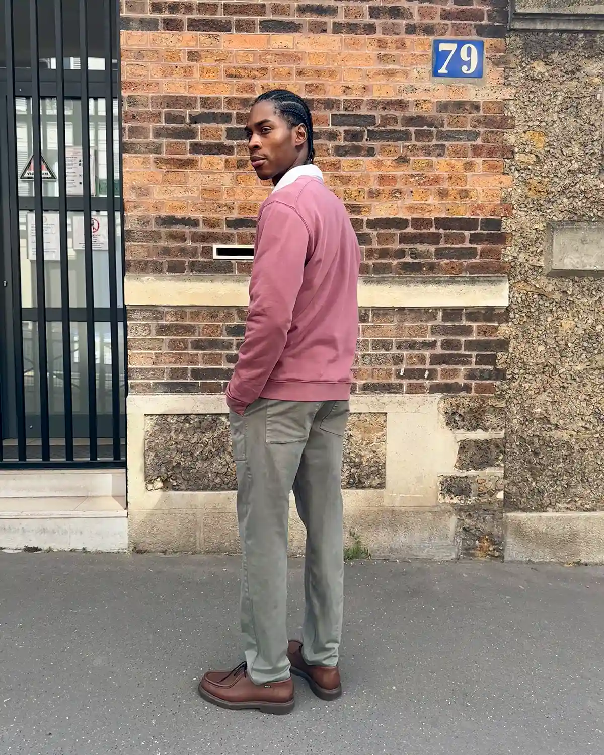 pantalon à poches gris vert