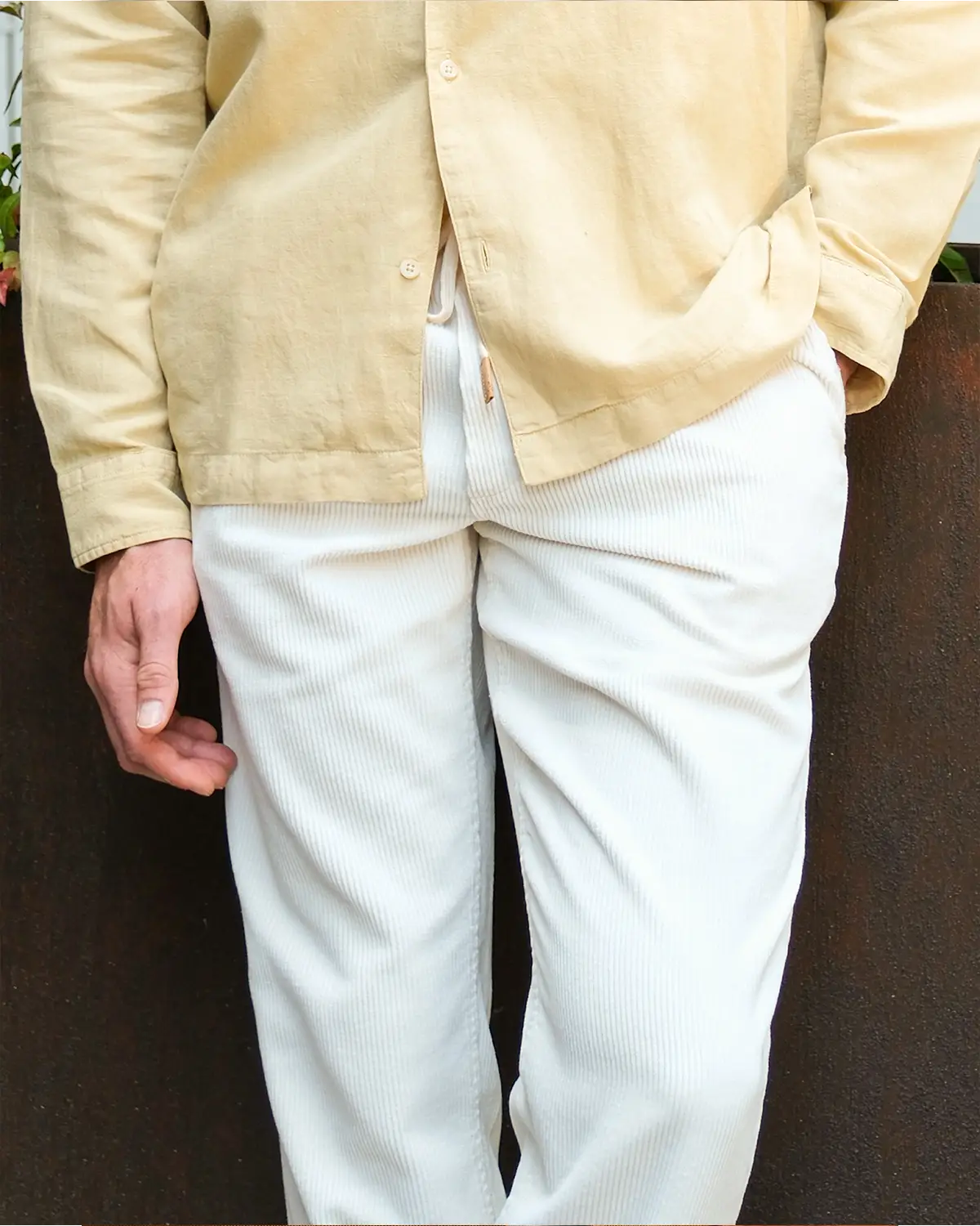 pantalon velours blanc - détails de face