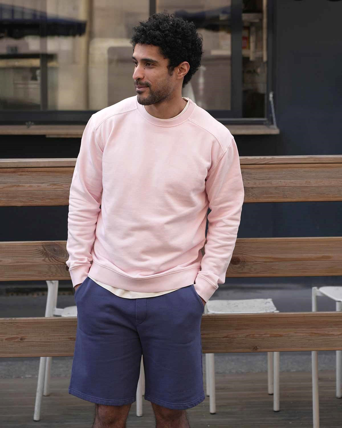 sweat shirt rose a col rond