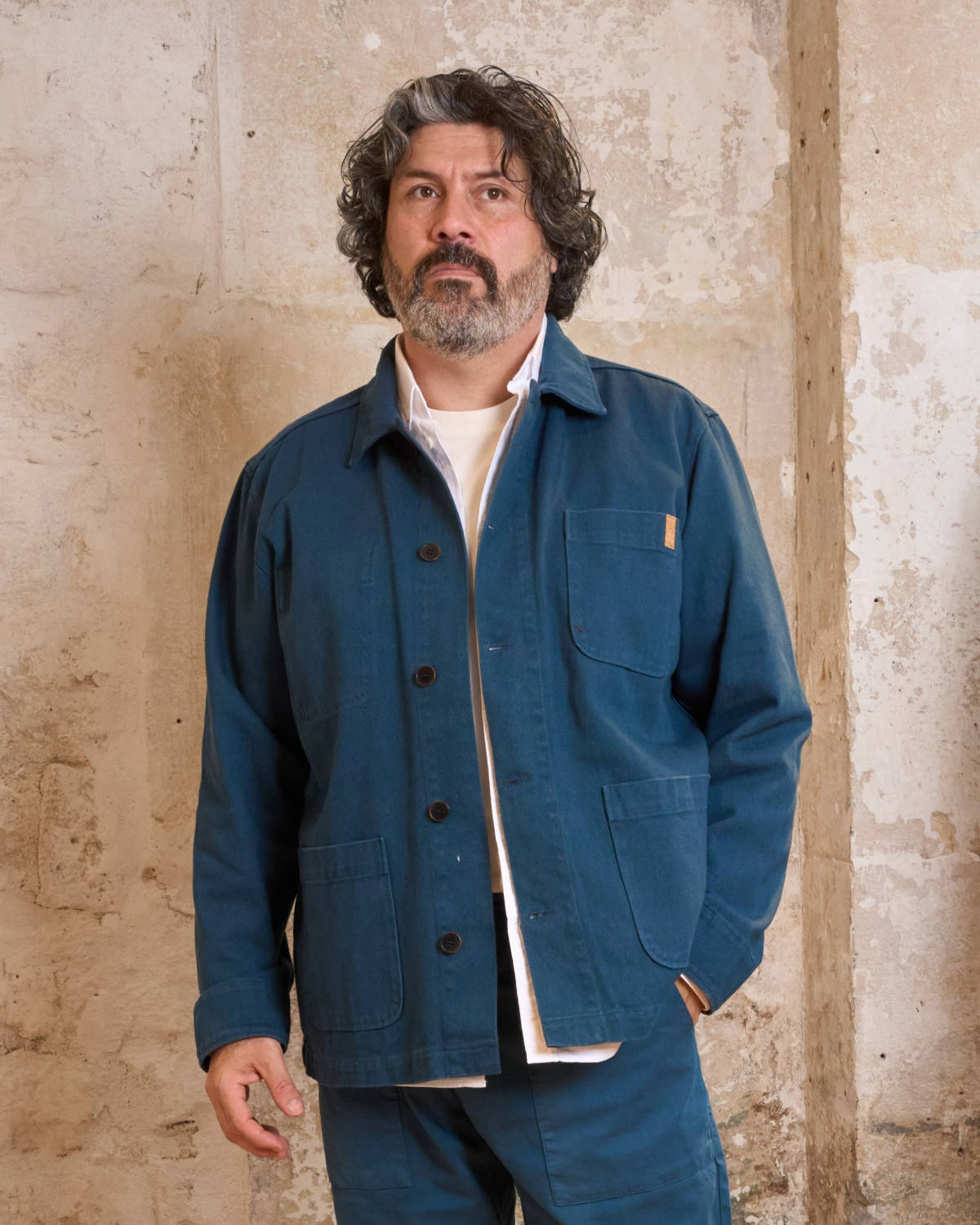 VESTE DE TRAVAIL EN TWILL | BLEU PETROLE