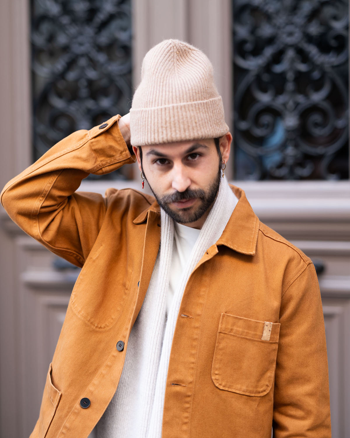 zoom veste de travail en camel noix