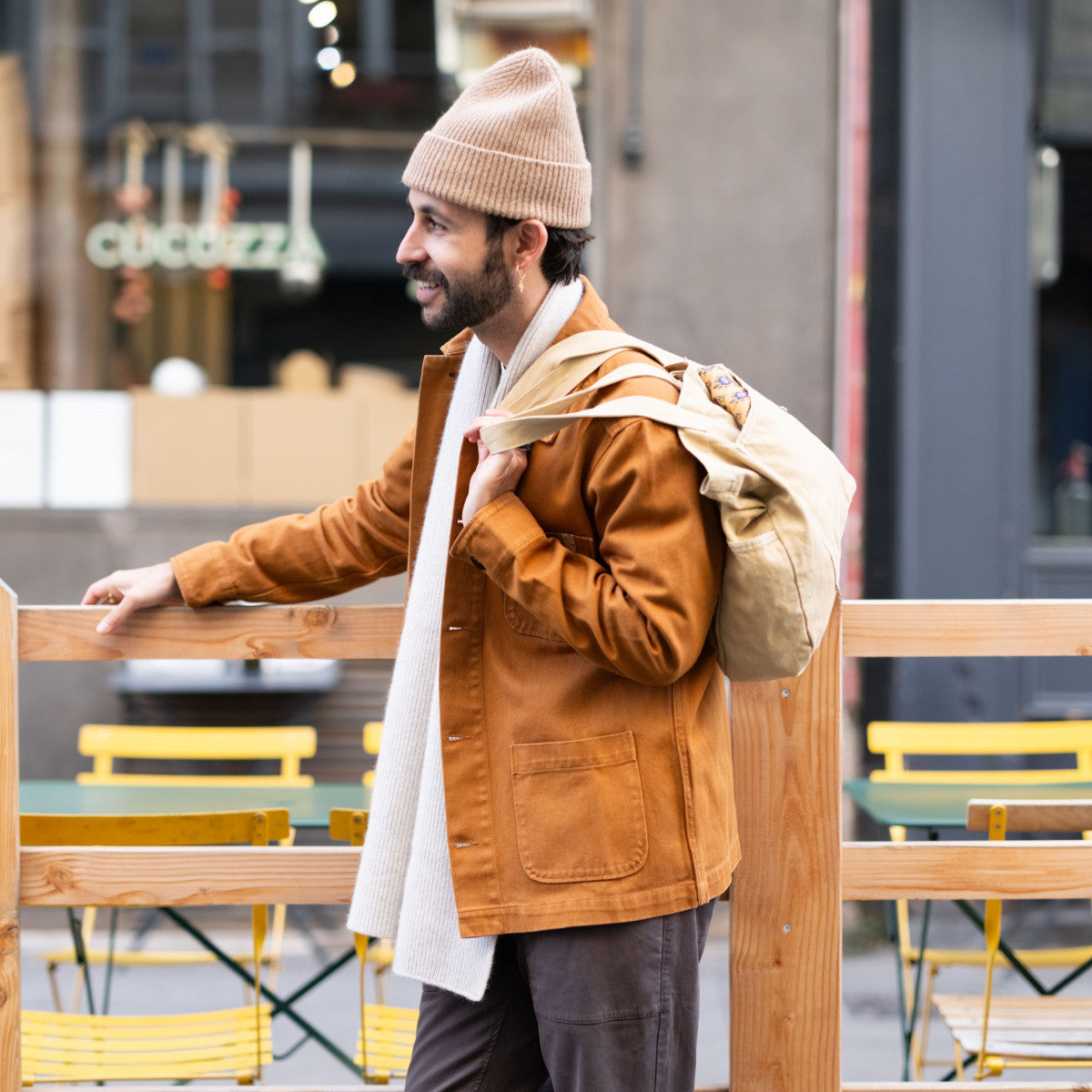 Veste de travail en coton couleur camel