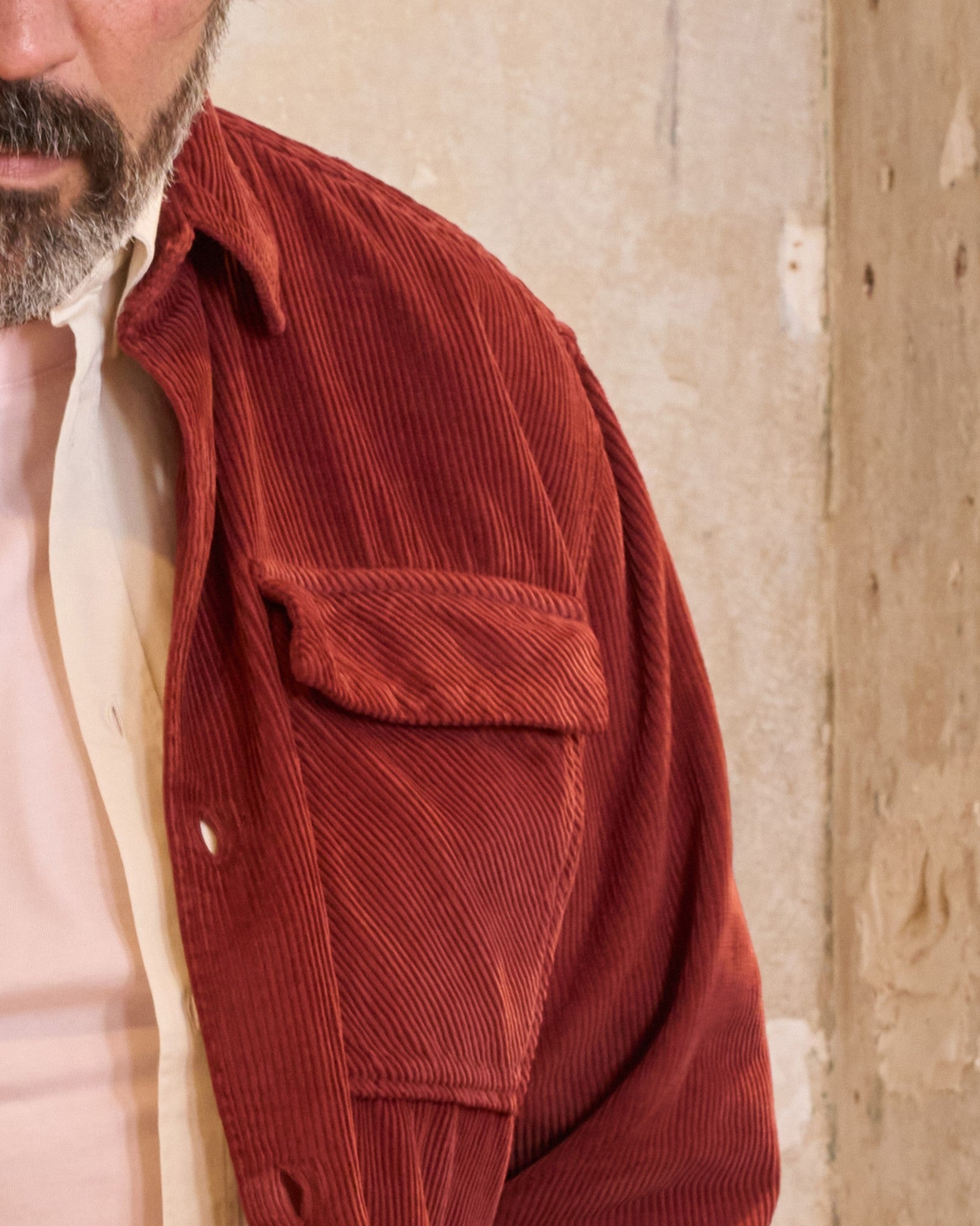 CHEMISE VELOURS BORDEAUX | EDWIN -