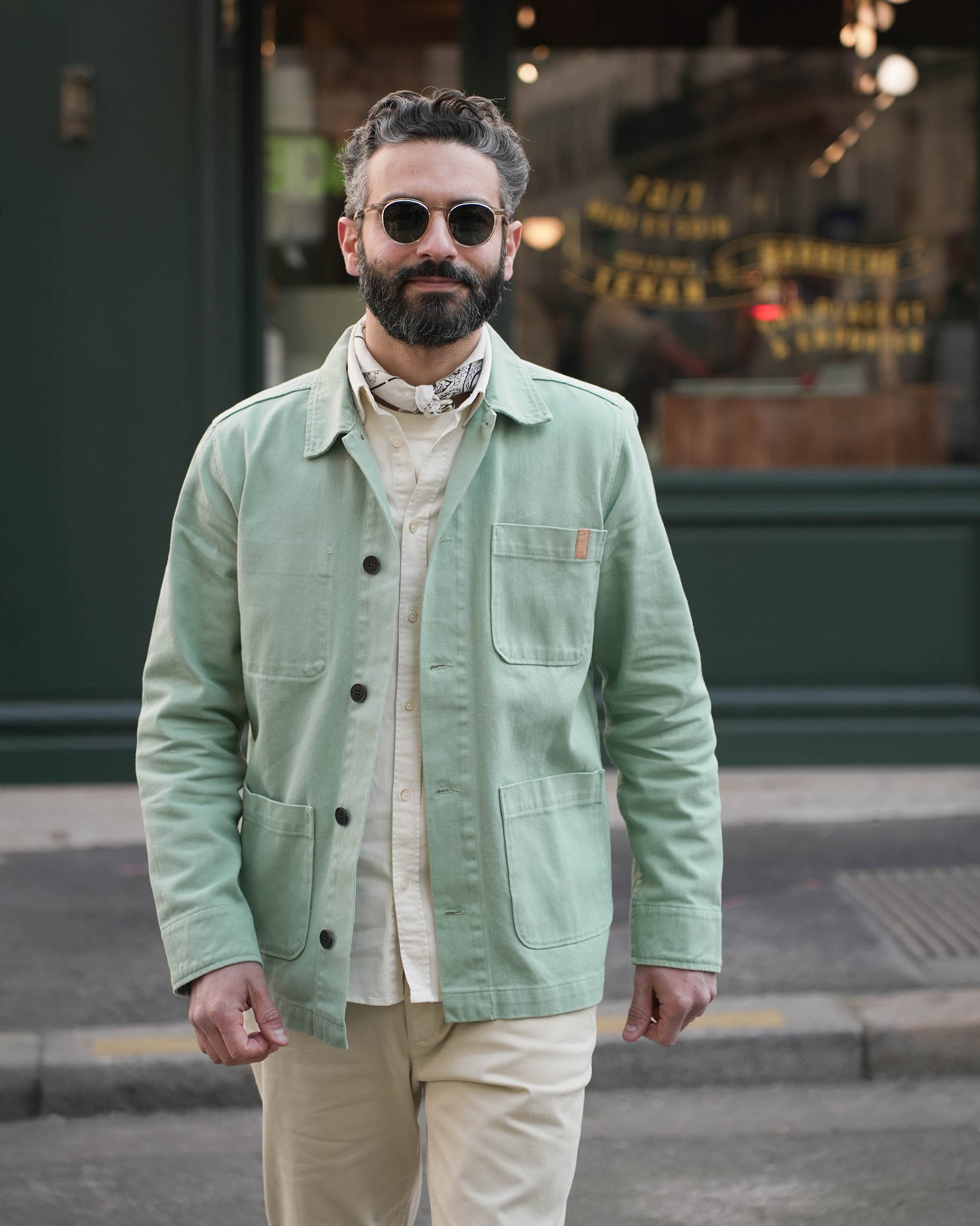 VESTE DE TRAVAIL EN TWILL | VERT AMANDE