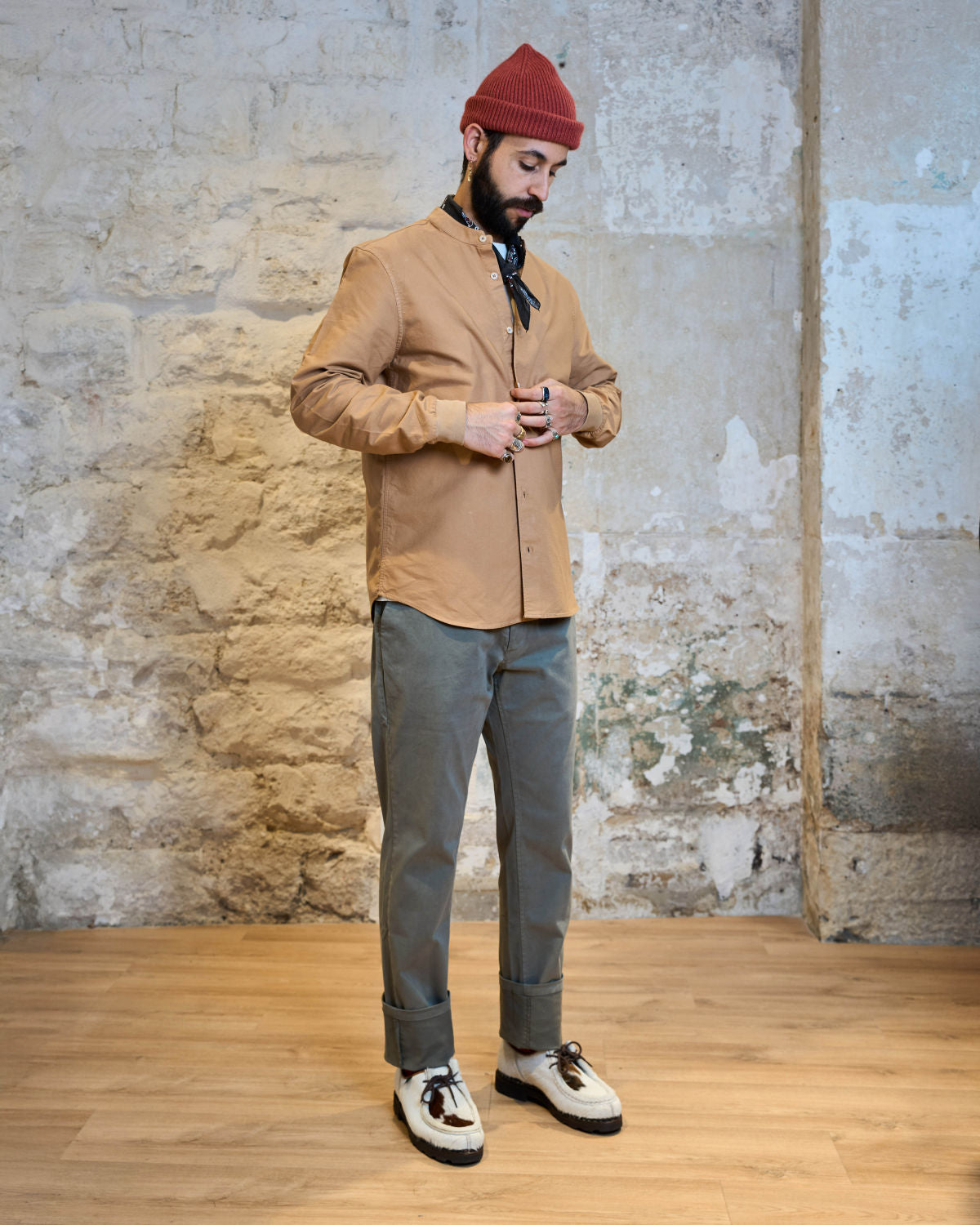 CHEMISE COL OFFICIER CAMEL | JAY -