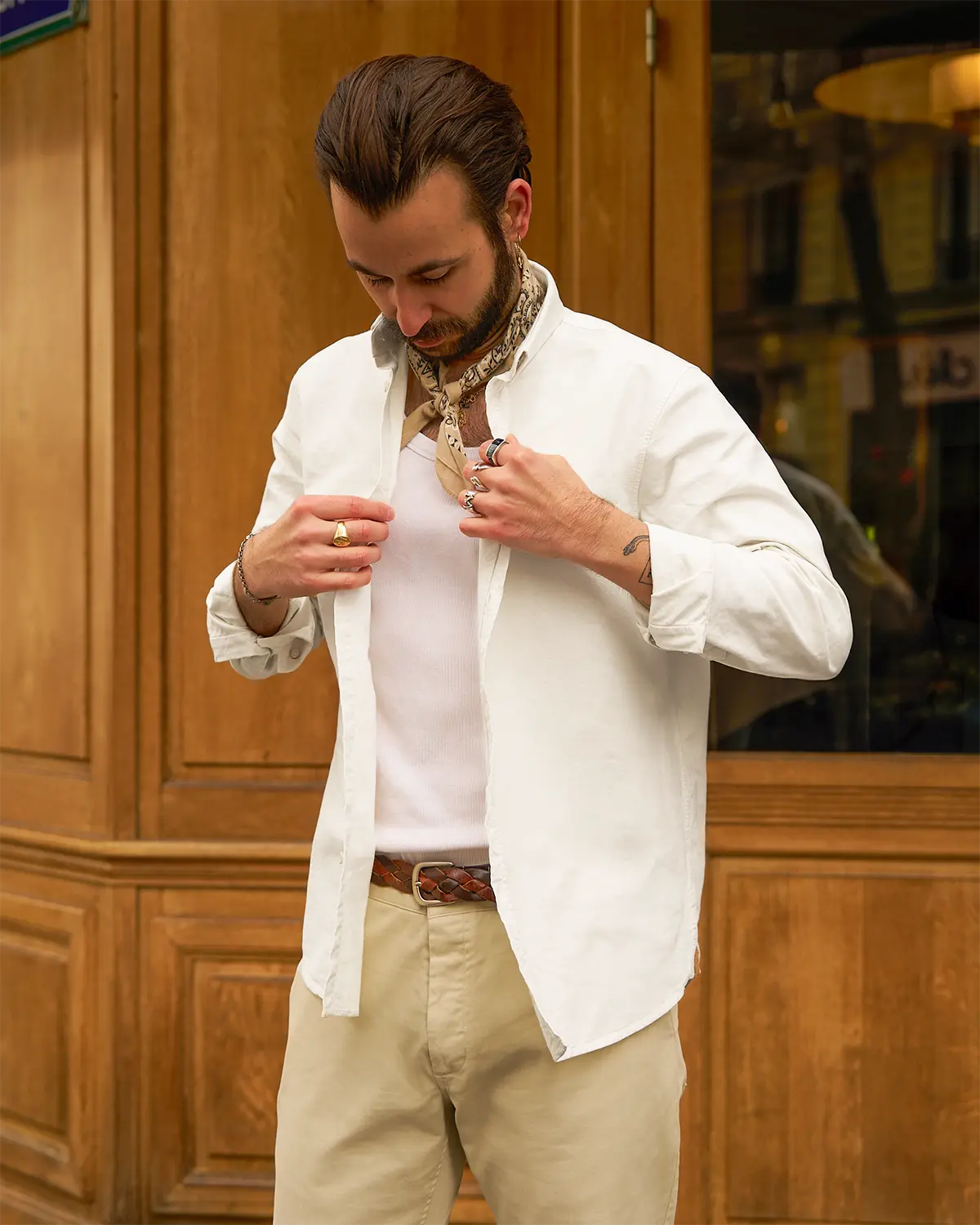 chemise ouverte oxford blanche