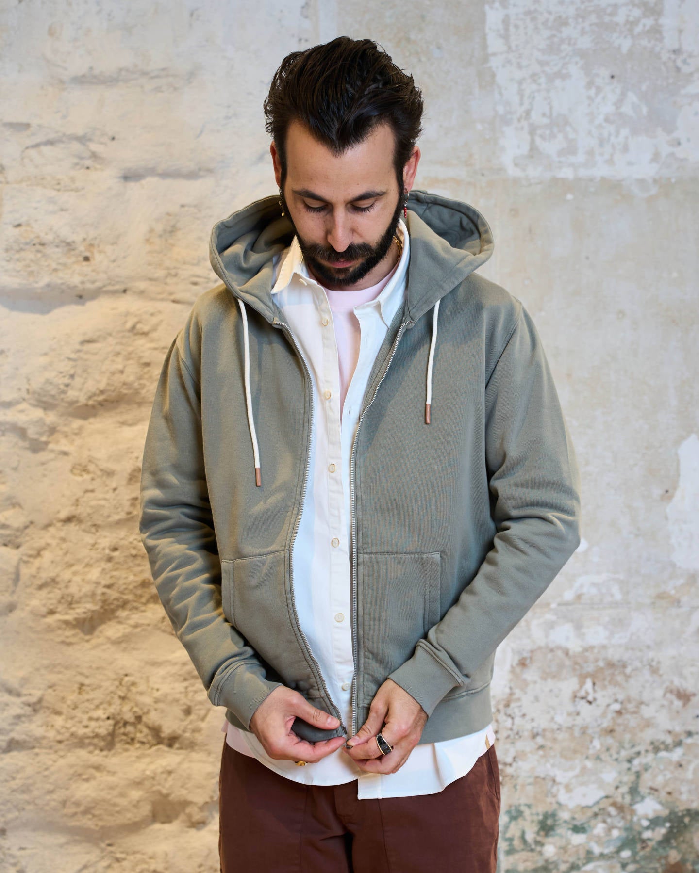 HOODIE ZIPPÉ VERT FUME | VITAS -