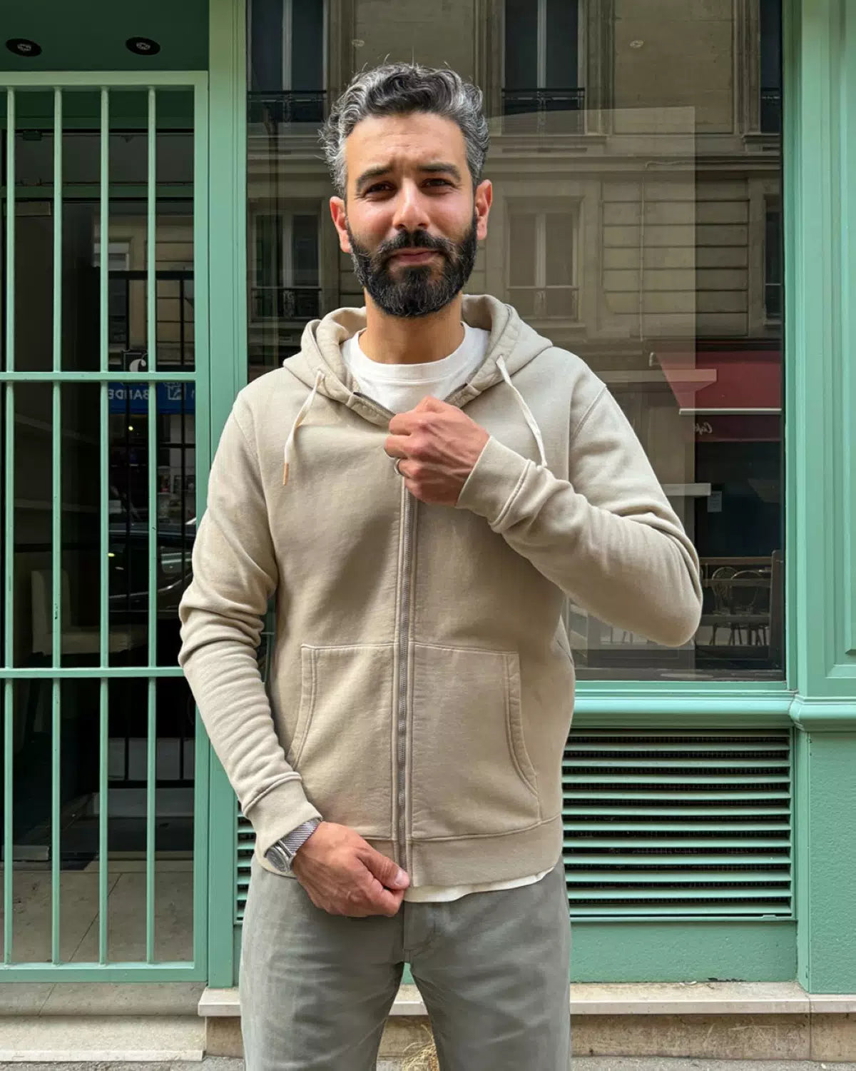 HOODIE ZIPPÉ GRIS MASTIC | VITAS