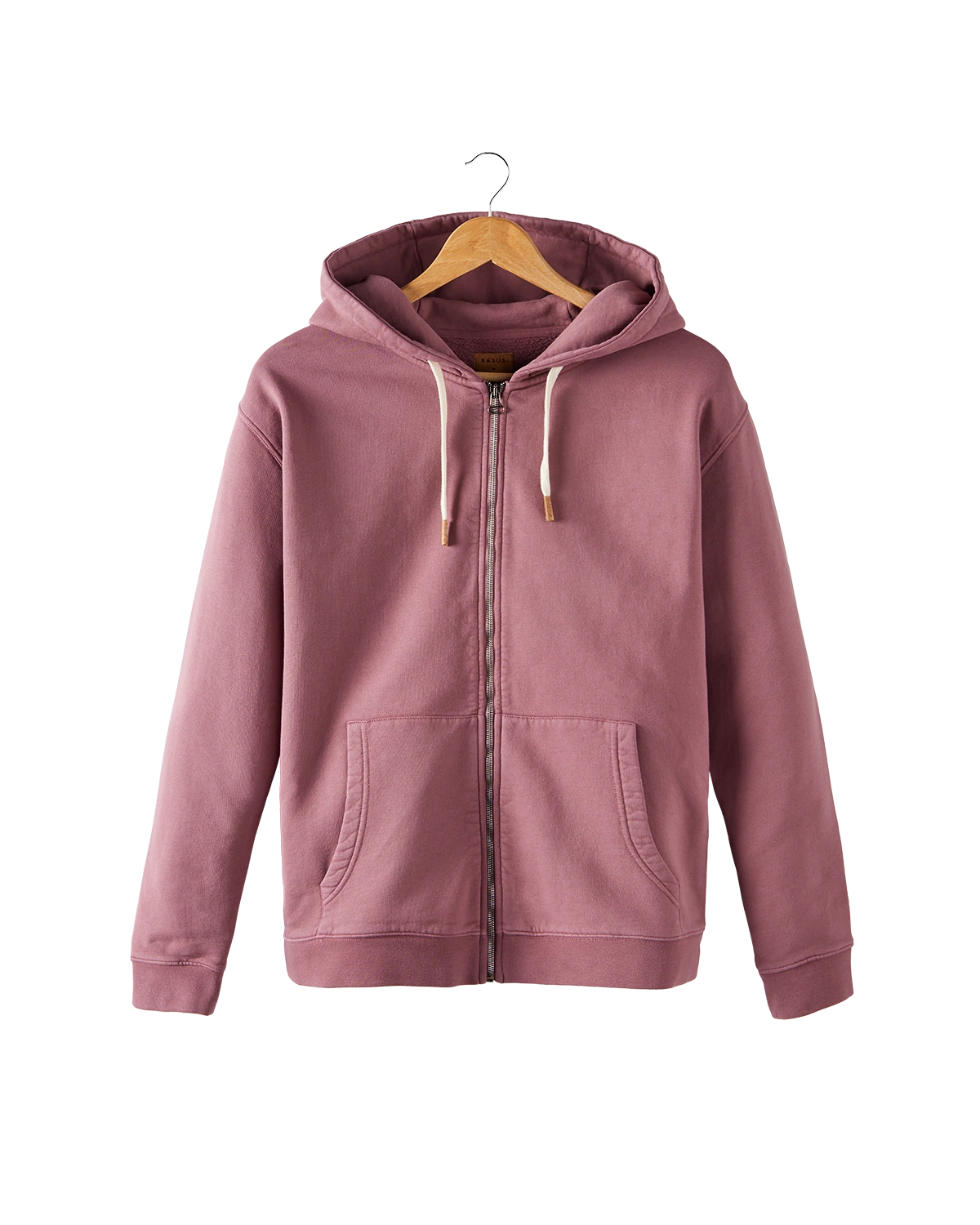 hoodie zippé rose raisin en coton bio - packshot