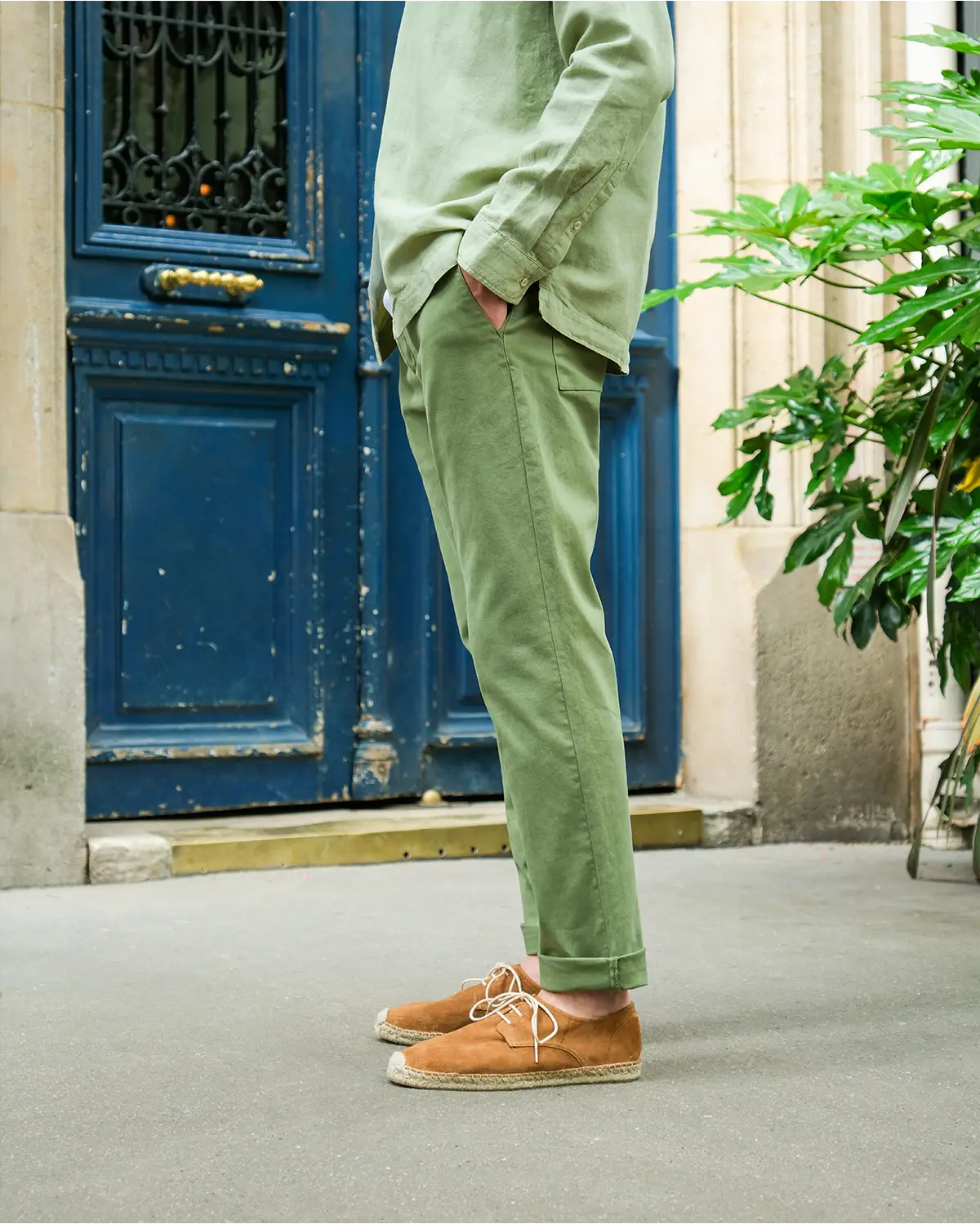 chino vert croco - détails profil