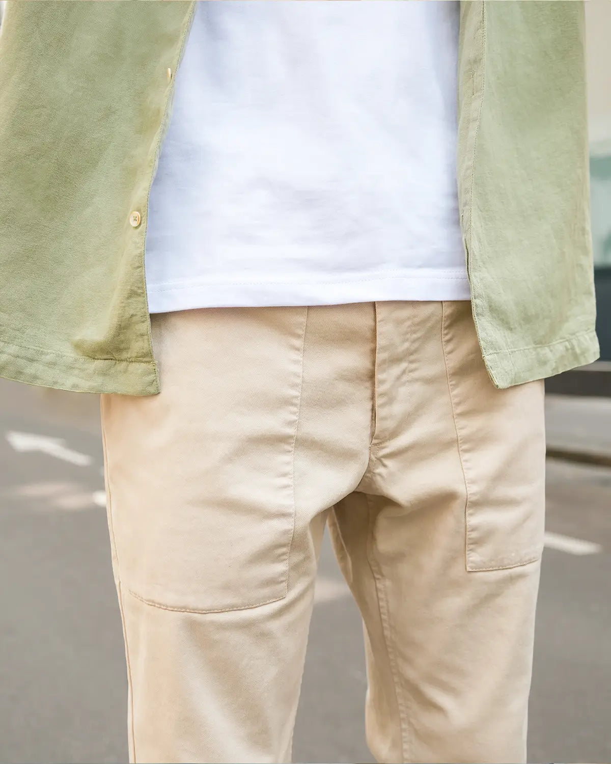 pantalon de travail beige sable - détails de face