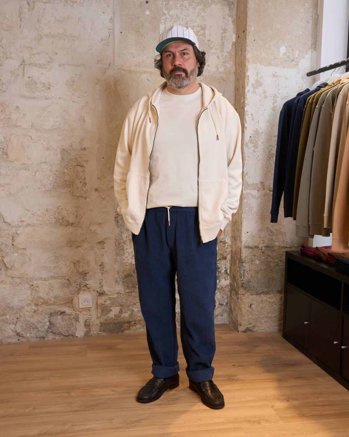 HOODIE ZIPPÉ BLANC CASSE | VITAS -