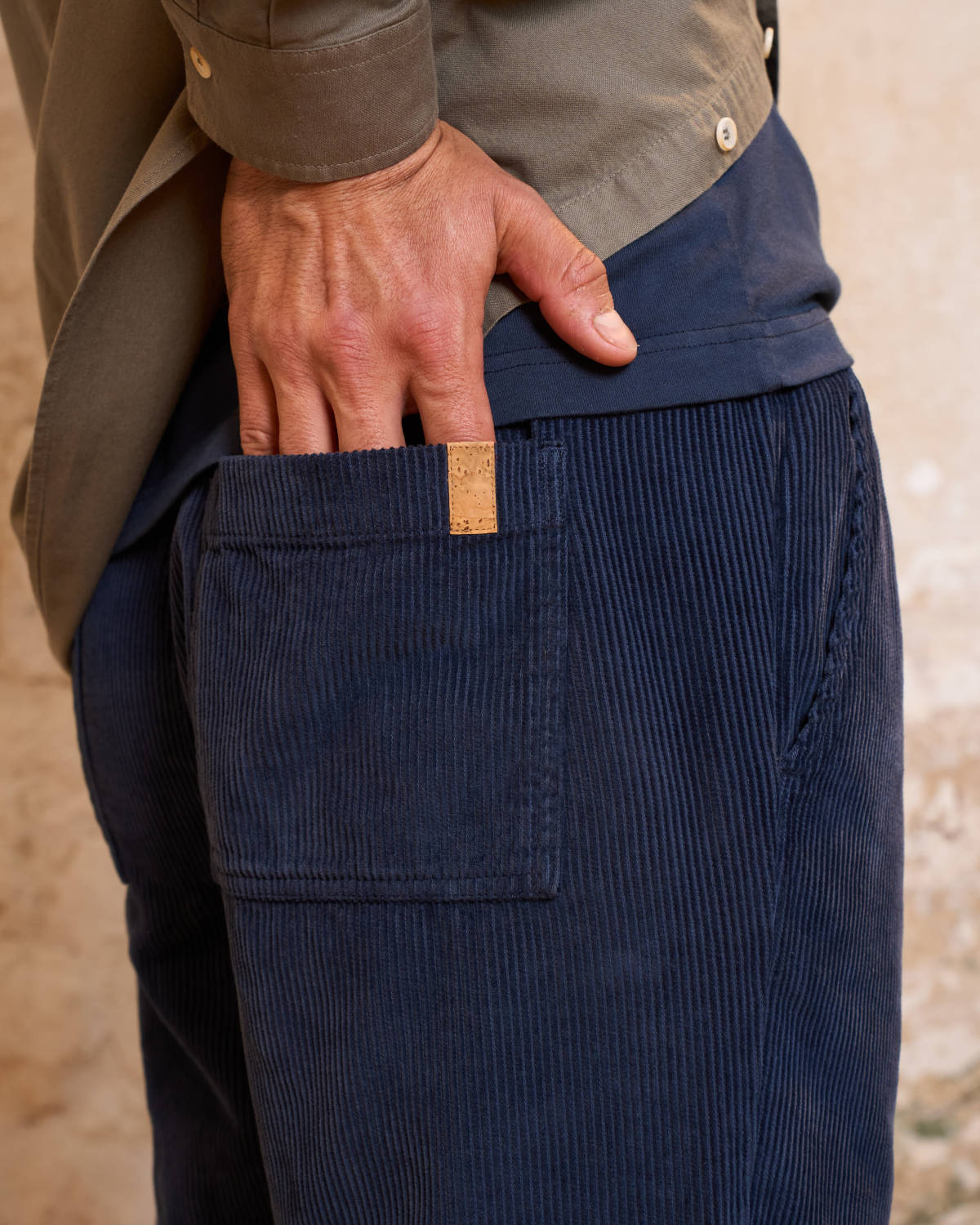 PANTALON VELOURS BLEU MARINE | CHILLER