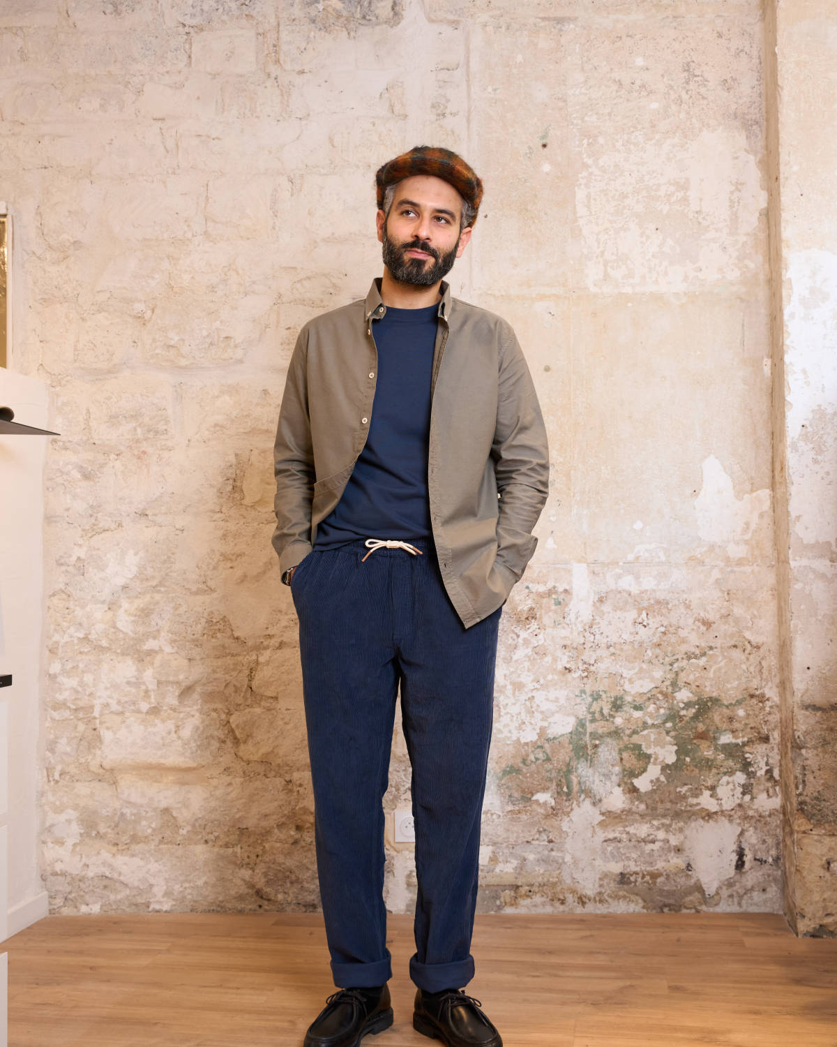 PANTALON VELOURS BLEU MARINE | CHILLER