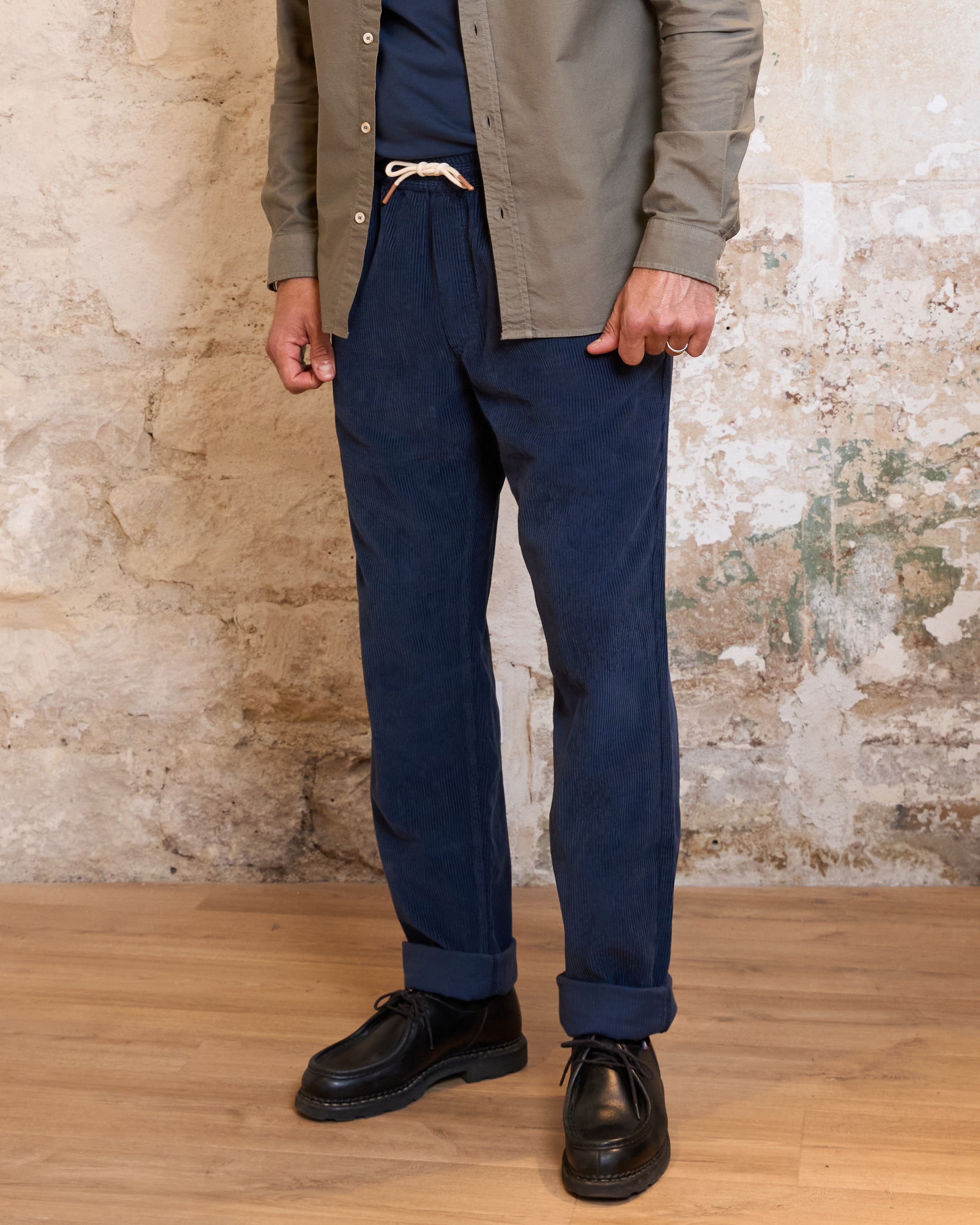 PANTALON VELOURS BLEU MARINE | CHILLER