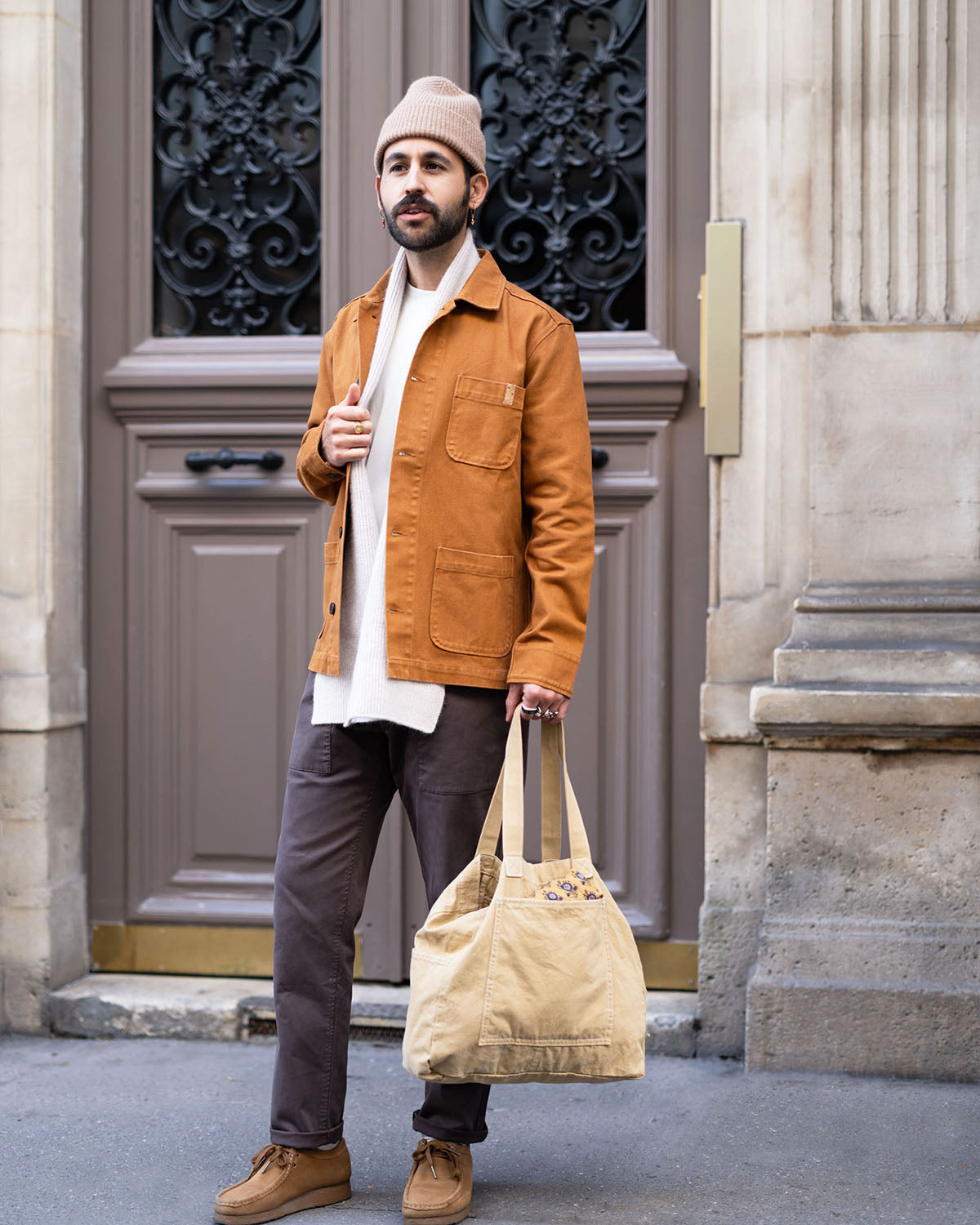 VESTE DE TRAVAIL EN TWILL | CAMEL NOIX