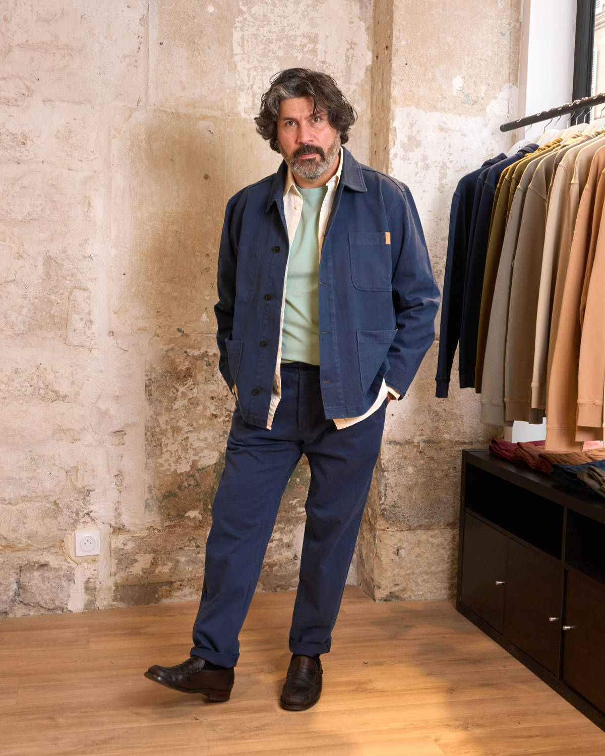 VESTE DE TRAVAIL EN TWILL | BLEU MARINE