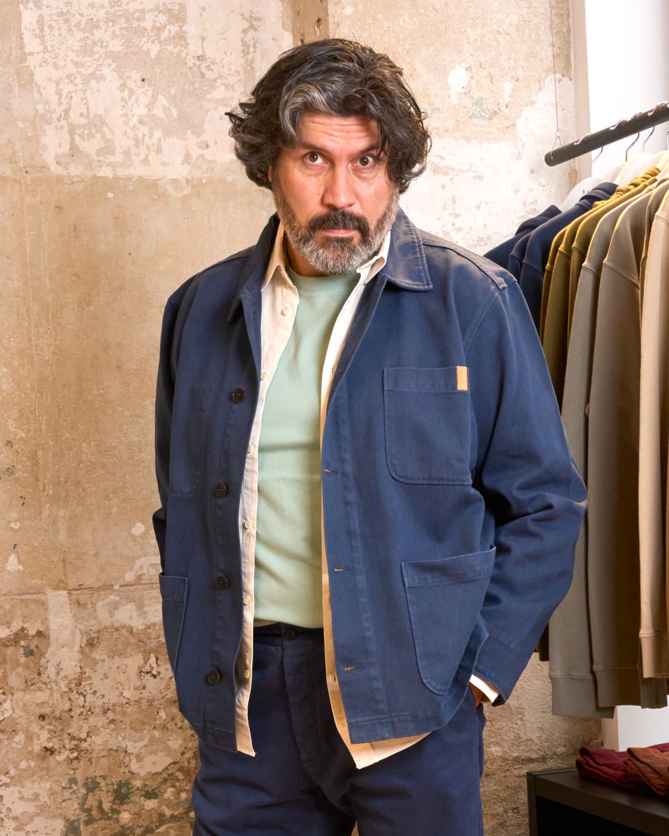 VESTE DE TRAVAIL EN TWILL | BLEU MARINE