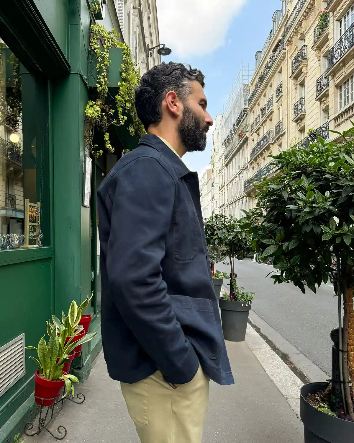 VESTE DE TRAVAIL EN TWILL BLEU MARINE